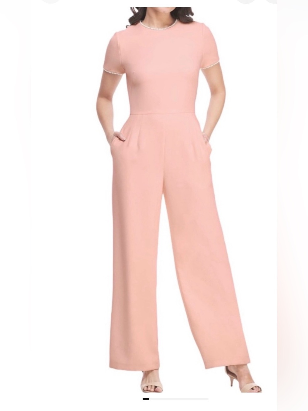 Gal Meets Glam Blush Pink Jumpsuit with Pearl Trim